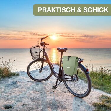 Велика водонепроникна велосипедна сумка Valkental для багажника, 20 л, з великими світловідбивачами, з можливістю замикання, міцна, колір натурально-зелений, багаторазово відзначена, для тривалого використання