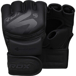 RDX MMA рукавички для тренувань, професійні, чорні, майя-хайд шкіра, для греплінгу, спарингу, кікбоксингу, Муай Тай, боксу, з амортизацією, чоловічі, матові, розмір L