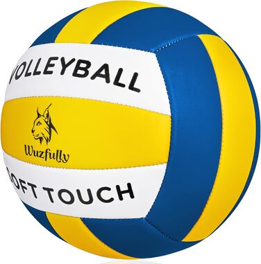 Волейбольні м'ячі Wuzfully Soft Touch для залу та пляжу, розмір 5, блакитно-жовті