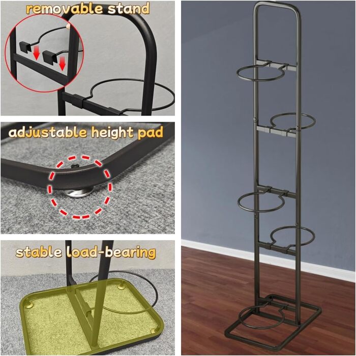 Стійка для м'ячів: сталева стійка для зберігання баскетбольних, футбольних та волейбольних м'ячів (5 тримачів) - економія місця, легка збірка, для внутрішнього та зовнішнього використання