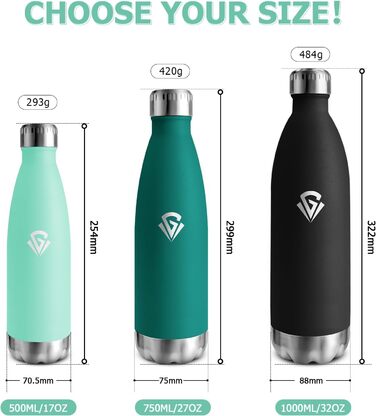 Термос-пляшка 750 мл, термокана з подвійними стінками, для газованої води, без BPA, витокозахисна, ізольована фляка з нержавіючої сталі для університету, роботи, подорожей, спорту, активного відпочинку, хлопчиків та дівчаток, темно-зелена