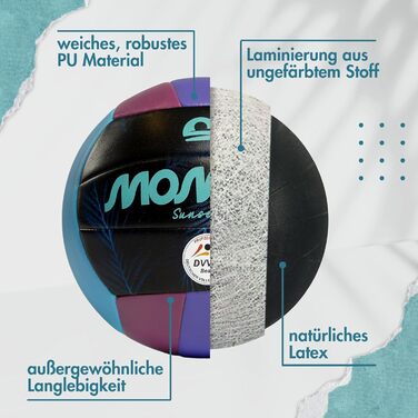 М'яч для волейболу Momevo Beachvolleyball, розмір 5, сертифікований DVV, м'яка поверхня, для пляжного волейболу, спорту на піску, ідеальний подарунок (фіолетовий)