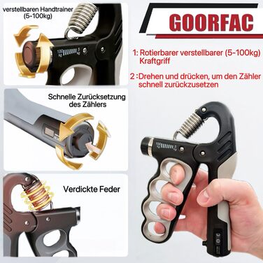 Handtrainer Fingertrainer: Розширювач для рук та передпліч (5-100 кг), тренажер для пальців, масажні м'ячики для реабілітації кисті