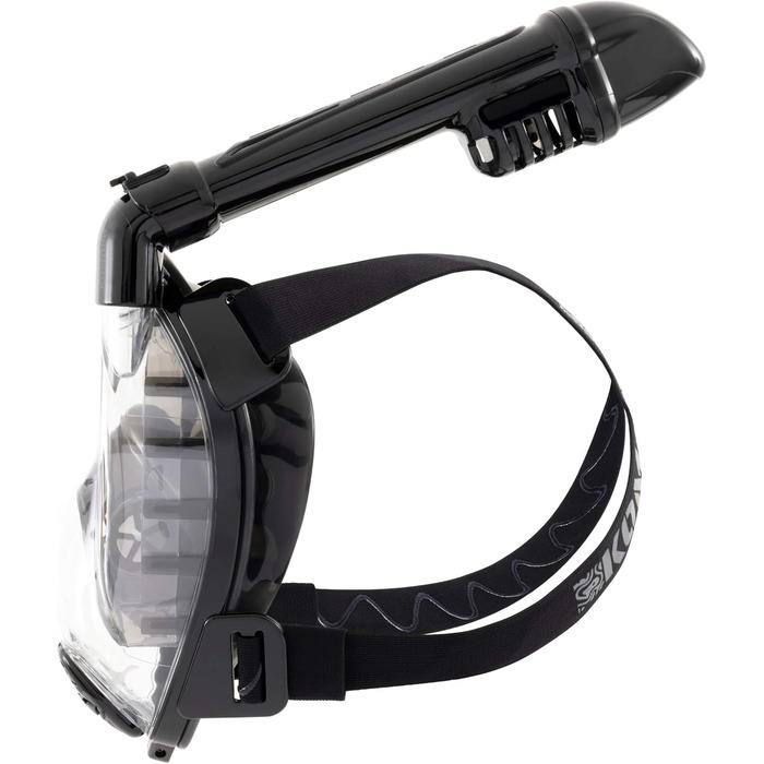 Маска для снорклінгу CRESSI Komodo – повна маска Dry з широким оглядом 180° та боковим загубником. Без запотівання, регульовані ремінці (S/M, чорний/чорний).