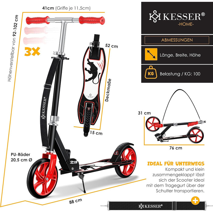 Дитячий самокат KESSER Cityroller, складаний, для міста