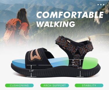 Зручні трекінгові сандалії KuaiLu для жінок: ортопедичні, для плоскостопія, піші прогулянки, літо, відкриті пальці, регульовані, чорний, коричневий