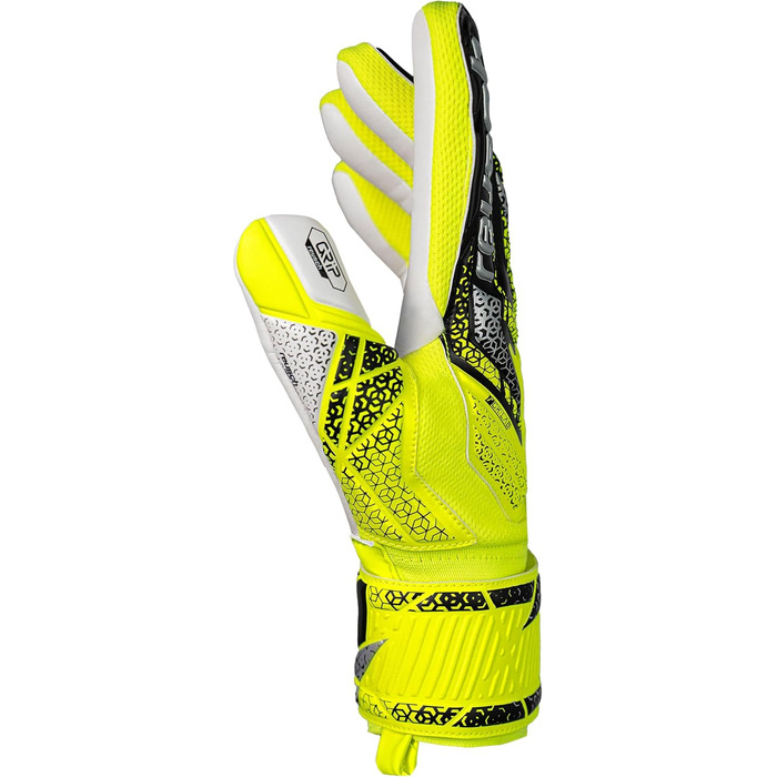 Воротарські рукавиці Reusch Attrakt Grip (жовто-срібно-чорні) для тренувань та ігор на штучному та натуральному газоні, розмір 7-11