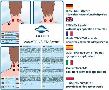 Пристрій TENS EMS STIM-PRO X9+ з 4 каналами та 8 електродних пелюшок 5x5 см для болісної терапії, масажу та нарощування м'язів. 4 канали, STIM-PRO X9+, axion® (2) X9, сертифікований медичний пристрій.