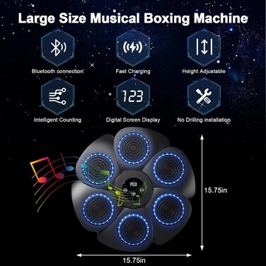 Розумна музична боксерська машина з Bluetooth, 9 режимів і 18 швидкостей, настінна, з боксерськими рукавичками для дому