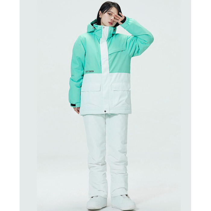 WOWULOVELY Комплект зимовий для сноуборду та гірськолижного спорту (жіночий) - водонепроникний, вітронепроникний, білий XL