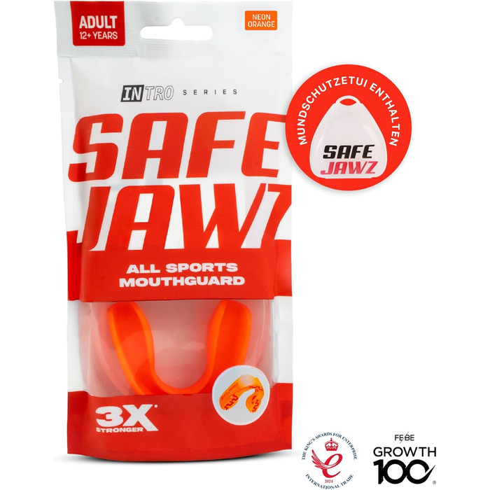 Захист зубів SAFEJAWZ Sport для дорослих та дітей. Захисний капу для спорту: регбі, бокс, кікбоксинг, хокей. Оранжевий колір.