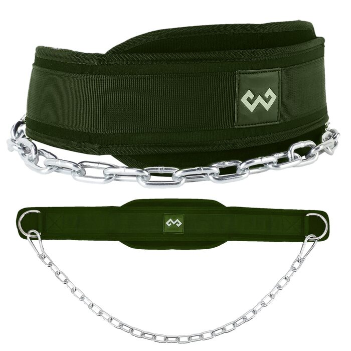 Пояс для важкої атлетики з ланцюгом, для підтягувань, тренажерного залу, пауерліфтингу, присідань, бодібілдингу, тренувань, зручна підтримка, військовий зелений
