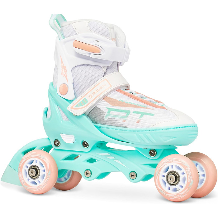 Інлайнерожі RAVEN Profession 4in1: регульовані ролики для дітей та дорослих (31-35), білий/м'ятний/помаранчевий