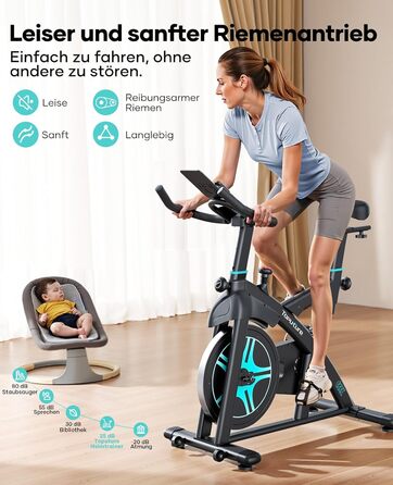 Велотренажер Heimtrainer 2025 з додатком, амортизацією, до 160 кг, регульованим опором, тихий спінінг байк для дому з LCD-дисплеєм і комфортним сидінням