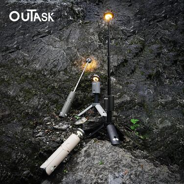 Ліхтар кемпінговий Outask телескопічний LED 12000mAh, водонепроникний IPX6/IPX7, магнітний, складаний для туризму, походу, саду (Чорний)