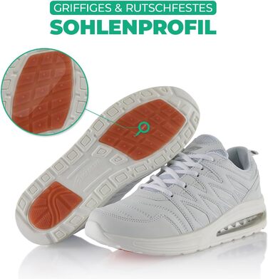 Кросівки спортивні жіночі та чоловічі Fusskleidung® з амортизацією, білі, розмір 38 EU