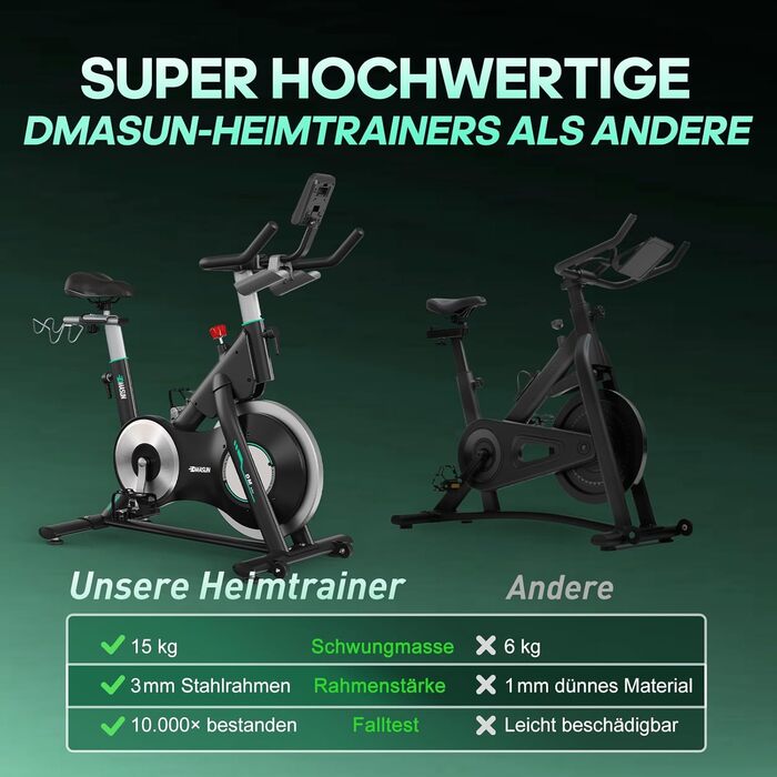 Ергометр DMASUN для дому з регульованим магнітним опором, стійкою для гантелей, важким маховиком, LCD-монітором, регульованою висотою, фітнес-велосипед до 180 кг, зелений [2026 Модель]
