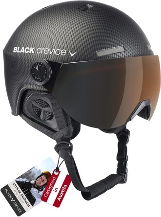 Шолом гірськолижний BLACK CREVICE Gstaad з візором (чоловічий/жіночий) | Полікарбонат, дихаючий, регульований 51-53 см | Чорний/Помаранчевий