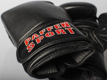 Боксерські рукавички PAFFEN SPORT KIBO Fight з екошкіри для тренувань та спарингу (бокс, кікбоксинг, муай-тай) чорні 14UZ