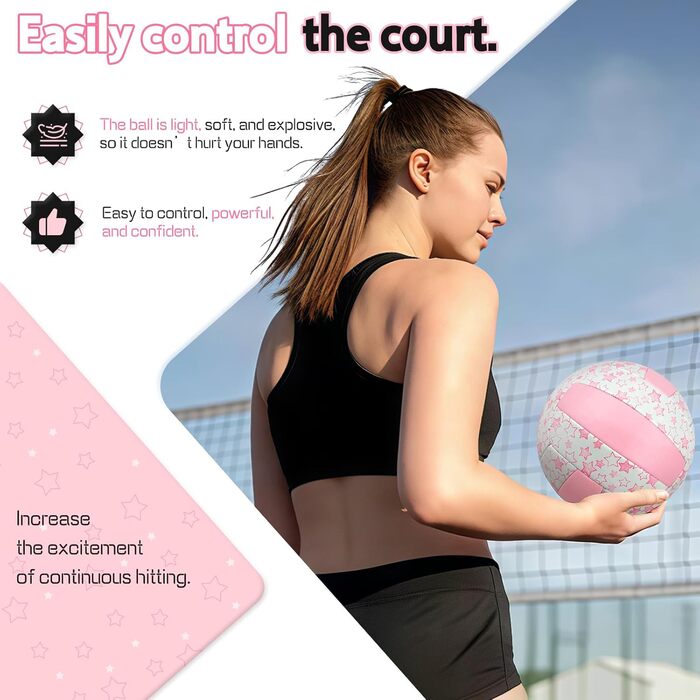 Волейбольний м'яч Aipwerer: для пляжу, залу та тренувань (рожево-білий, розмір 5)