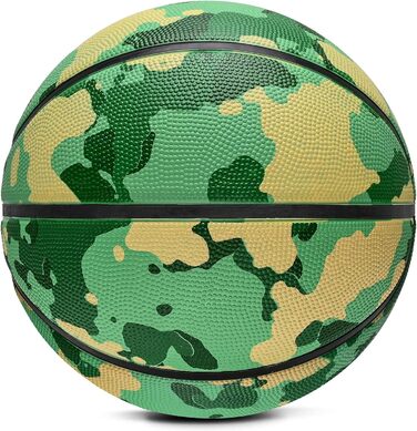 Баскетбольний м'яч Jicsetk, розмір 5/7, дитячий, для гри в приміщенні та на вулиці (камуфляжний, зелений)