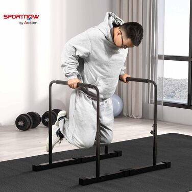 HOMCOM Паралелепіди для віджимань (2 шт.) - Регульована висота 80-100 см, Сталеві, Чорні - Для тренування м'язів та сили