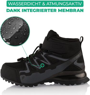 Зимові черевики для жінок та чоловіків, водонепроникні, з утеплювачем, для піших прогулянок, 39 EU, чорний/сірий