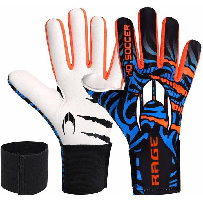 Воротарські рукавички HO Soccer Rage Plus Hazard V2, сині/помаранчеві, унісекс