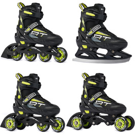 Інлайнерожі RAVEN Profession 4in1 чорного та лаймового кольору, регульовані 31-35 (20,5-23 см), для дітей та дорослих