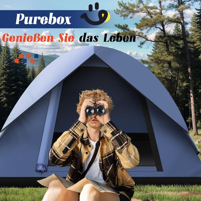 Намет для кемпінгу Zelt на 2-3 особи - ультралегкий, водонепроникний, куполоподібний, 4-сезонний, для трекінгу, сімейного відпочинку, фестивалів та подорожей