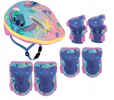 Комплект захисту для роликів та скейта (шолом, наколінники, налокітники) — Stitch