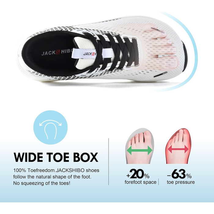 Жіночі кросівки JACKSHIBO з широкою передньою частиною, підтримка склепіння стопи, для бігу, ходьби, спорту, тенісу, ортопедичні при пілоноподібному фасціїті, з товстим устілкою