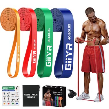 Фітнес-гуми Resistance Bands 4 рівня опору для чоловіків і жінок, набір еспандерів для тренувань, 4 шт. (Помаранчевий/Червоний/Зелений/Синій)