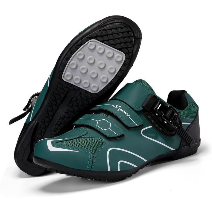 Велотуфлі Mateju для чоловіків та жінок без кліп, 36-47 EU. З гумовою підошвою, неслизькі, дихаючі, No-Lock для їзди на велосипеді на відкритому повітрі (568 Темно-зелений, 41 EU)
