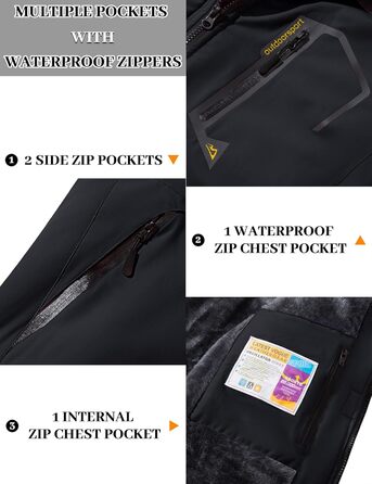 Жіноча зимова куртка Magcomen з флісовою підкладкою: парка, пуховик, для сноуборду, водонепроникна, вітрозахисна (XXL, чорний/сірий)