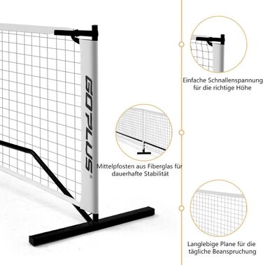 Набір для піклболу GYMAX з металевим каркасом, 6.7 м, з сумкою, вологостійкий, для тренувань у саду, на пляжі та задньому дворі