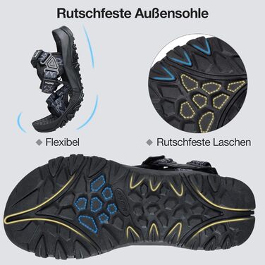 Чоловічі сандалі для трекінгу та пляжу Blau 41 EU: Нековзні, зручні спортивні сандалі