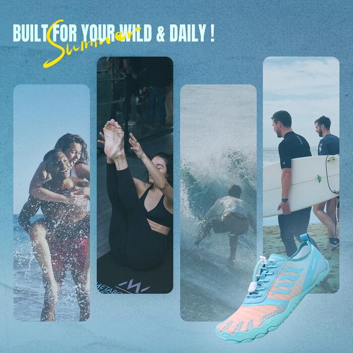 Водні черевики для жінок та чоловіків WateLves, підошва з неслизьким покриттям, широка передня частина, блакитний колір, розмір 37 EU