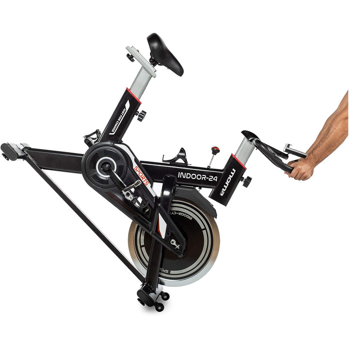 Велотренажер Moma Bikes для дому, маховик 24 кг, LCD-дисплей, пульсометри в кермі, ергономічне сидіння