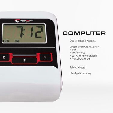 Ергометр Christopeit Crosstrainer CT 4 – 2-в-1 тренажер для ходьби та бігу з магнітною системою опору 7 кг, 8 рівнів навантаження, LCD-дисплей, датчики пульсу та підставка для планшета – для щадного впливу на суглоби (з килимком)