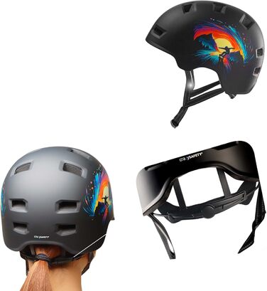 Шолом Crazy Safety Rampage Orange Schlange для велосипеда, скейтборду, роликів і BMX, для чоловіків, жінок і дітей, розмір M (54-57 см), регульований захисний шолом для скейтерів і велосипедистів