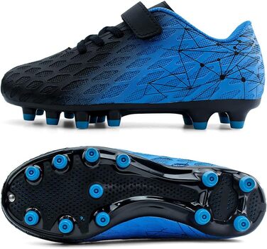 Дитячі футбольні бутси JABASIC Firm Ground для хлопчиків та дівчаток (26 EU, чорний, синій)