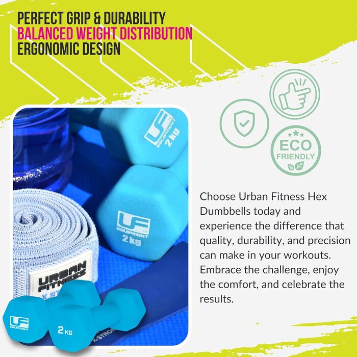 Гантелі Urban Fitness K-REY-UFW033 2x2 кг, неопрeн, шестигранні, сині