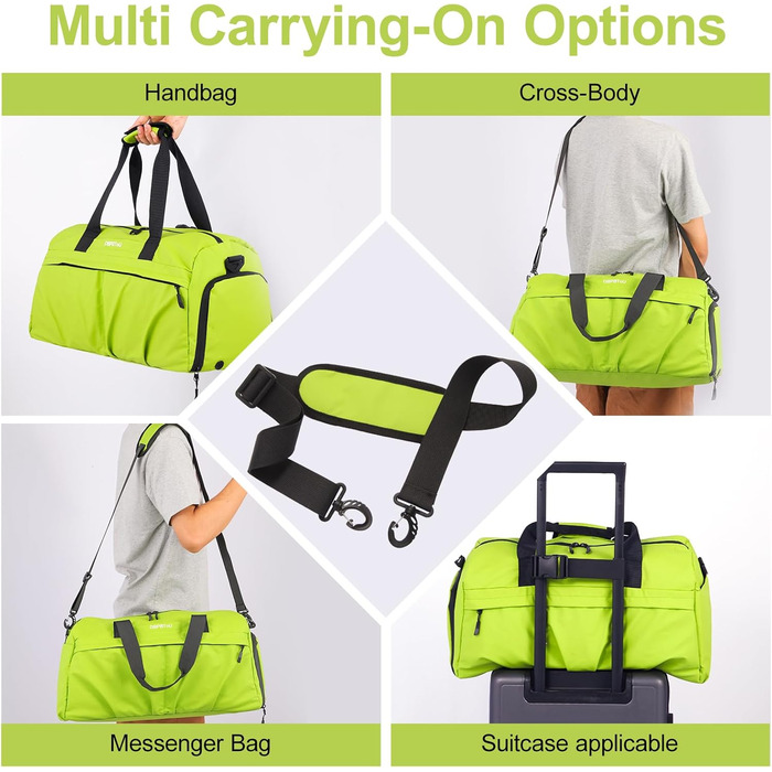 Спортивна сумка для жінок та чоловіків з твердим матеріалом, дорожня сумка з відділенням для взуття, з вентиляційними отворами та вологостійким відділенням, водонепроникна сумка-вікендер, спортивна сумка/сумка для плавання/сауни (Зелена)