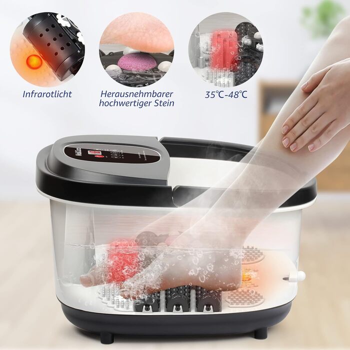 Електричний масажер для ніг з підігрівом та функцією джакузі Mia&coco. Шиацу, пресування, розминання, вібрація.