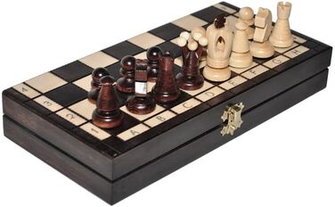 Шахи KÖNIG KLEIN 30x30 см, дерев'яна складна шахова дошка, високоякісний набір для дорослих, дорожня гра
