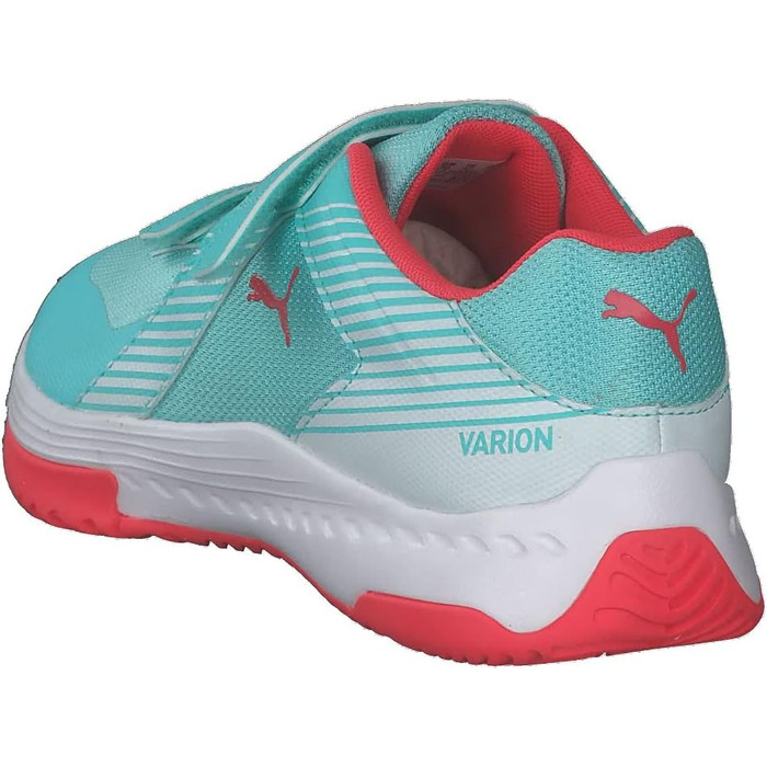 Дитячі спортивні зала-тенісні кросівки PUMA Varion V Jr. 37.5 EU, кольори: Aqua, Sunblaze, White
