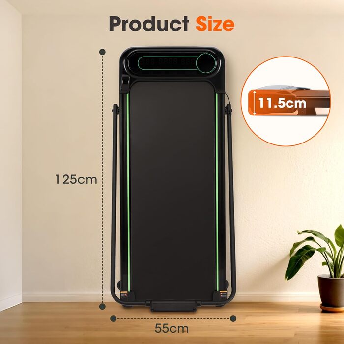 Бігова доріжка Alphaflow для дому та офісу, складана Walking Pad з нахилом 4%, LED-дисплеєм та пультом керування