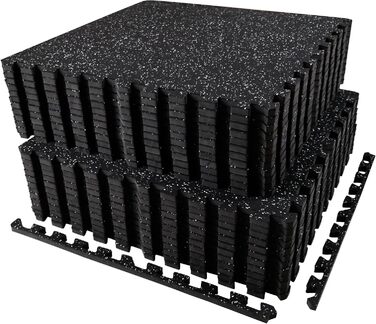 AIRHOP Набір з 24 міцних гумових матів для підлоги 60x60x1,4 см, пазлові фітнес-мати для захисту підлоги у спортзалі та для домашніх тренувань, чорний/білий, 8,64 м²