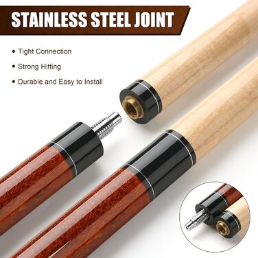 Більярдний кий Pool Cue 58 дюймів з канадського клена, 13 мм наконечники, для професійних гравців, 1/2 Maple, білий